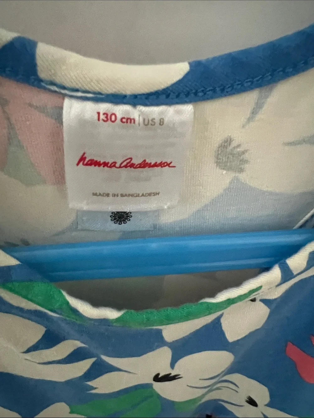 Hanna Andersson Blue Floral Tank Dress with Pink & White Blooms